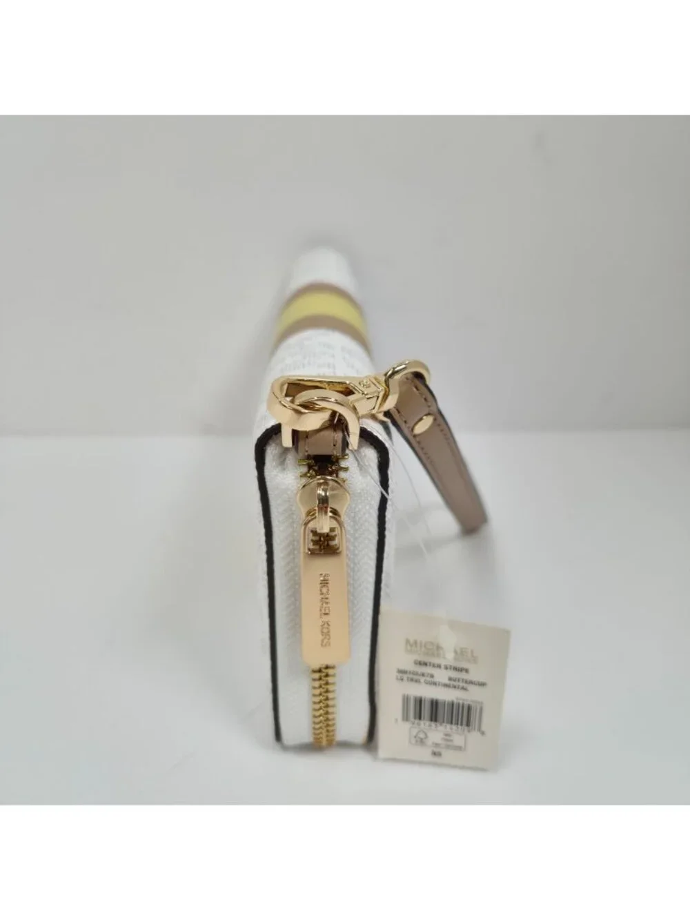 Michael Kors Women's Center Stripe Buttercup LG Travel Continental Wallet NWT